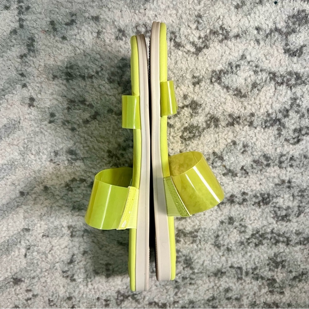 Steve Madden Greer Double Strap Sandals Green Yellow Slides - Picture 5 of 15